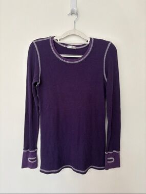 Allen Allen Deep Purple Long-Sleeve Waffle Knit Top S